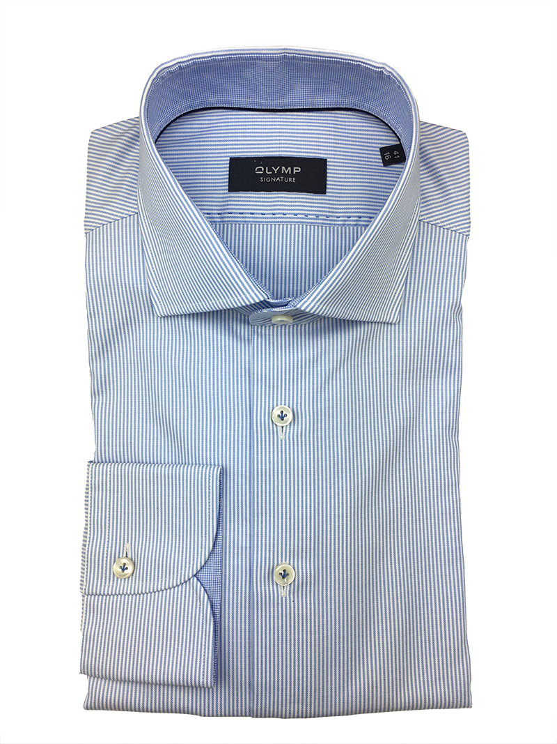 item vervormen Boos worden Overhemden Kostuum: Signature SALE overhemd lichtblauw-wit streepje